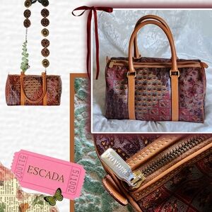 Vintage Escada Brown Leather Speedy Bag